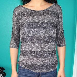 gray striped knit top
